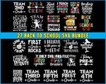 Back to School SVG Bundle, Teacher Designs (SVG PNG Files)