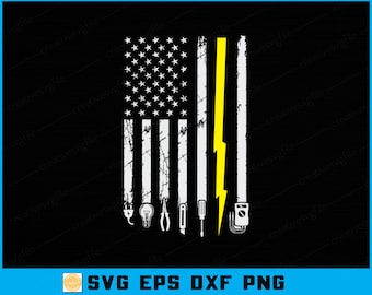 American Flag Electrician SVG - Patriotic 4th of July Cutting File