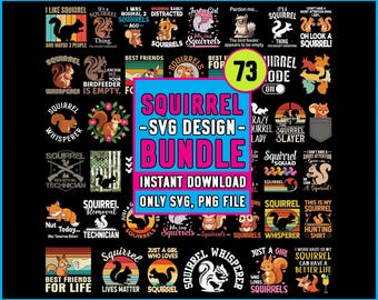 SVG-bundel eekhoorn: grappige dieren T-shirtontwerpen (SVG-png-bestanden)