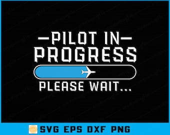 Archivo SVG de piloto en proceso - Archivo de corte de aeronave de aviación (descarga digital)
