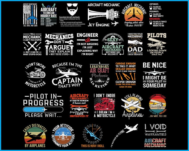 Aircraft Maintenance SVG Bundle, Aviation Mechanic Designs (SVG PNG) - Etsy