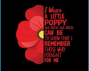 Red Poppy Flower Memorial SVG, Patriotic Remembrance PNG (Digital Download)