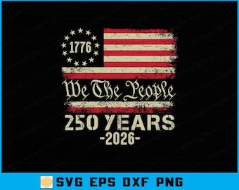 250 jaar Amerikaanse vlag SVG-png-bestand | 250e verjaardag 2026 VS patriottische digitale download