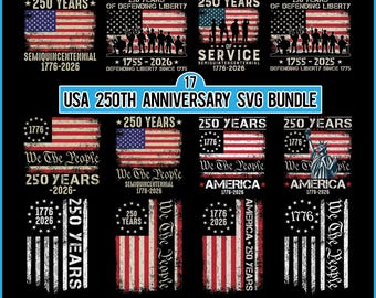 USA 250th Anniversary SVG Bundle, Patriotic Digital Files (Digital Download)