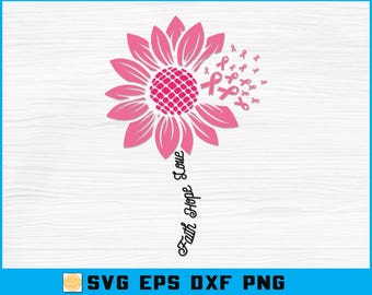 Faith Hope Love Breast Cancer Awareness SVG: Pink Sunflower Ribbon (Digital Download)