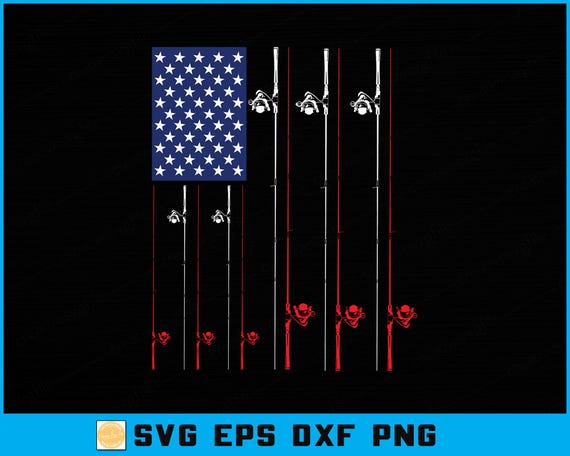 American Flag Fishing Rod SVG: Patriotic Cut File for Cricut & Silhouette