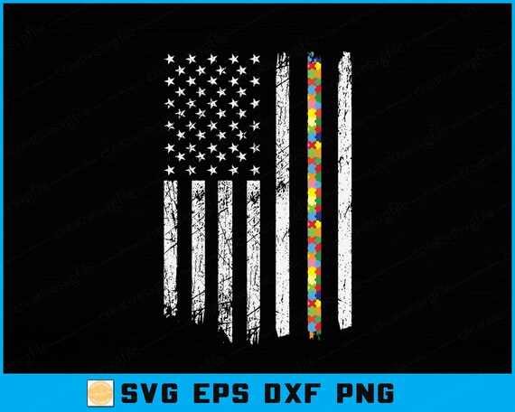 Autism Awareness American Flag Svg: Patriotic Puzzle Piece Cut File