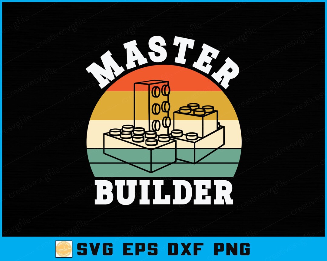 Vintage Master Builder Svg, Building Blocks Brick Toy Svg Digital File ...