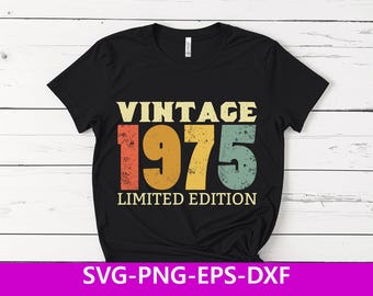 Vintage 1975 50th Birthday Design: Retro SVG PNG Cut File