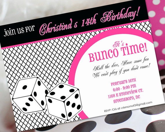 Bunco Birthday Invitation Bunco Invitation Bunco Birthday Party