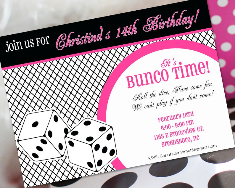 Bunco Birthday Invitation Bunco Invitation Bunco Birthday Etsy