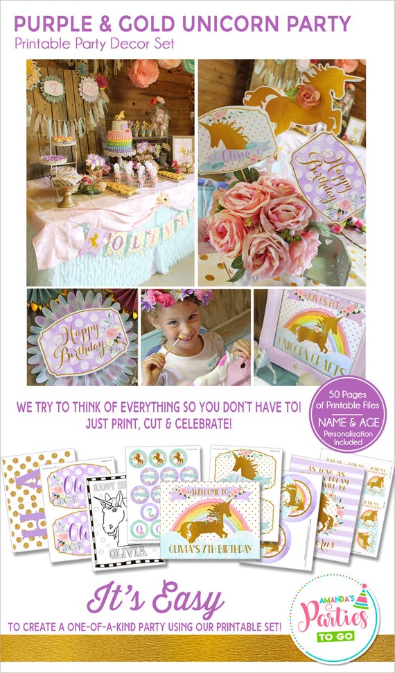 Unicorn Birthday Party Unicorn Party Unicorn Birthday Etsy
