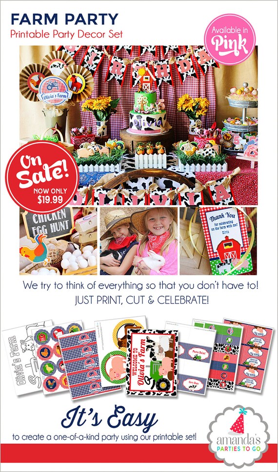 Farm Birthday Party Farm Party Decorations Farm Party Printable
