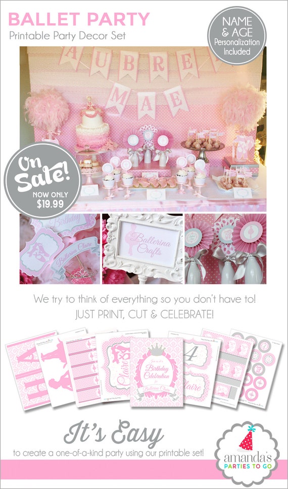 Ballerina Birthday Decorations Ballerina Party Printable Etsy