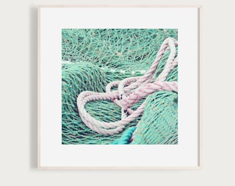 Fisherman's Friend - Fine Art Print Photography Photo Summer North sea green net pink rope Sweden Coast