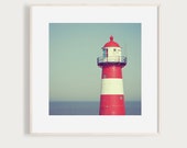 LightHouse - Fine Art Print Seaside Beacon Beach red white stripes architecture