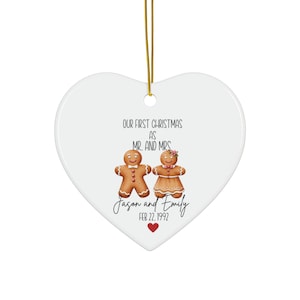 Heart-Shaped Christmas Ornament - Personalized Gingerbread Couple, Holiday Decor, Unique Gift, Engagement Anniversary