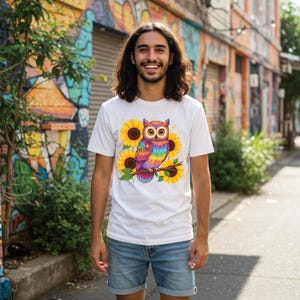 Psychedelic Owl Shirt, Tie Dye Peace Owl Shirt, Retro Hippie Bird Fun Shirt, Trippy 70s Owl lover gift idea