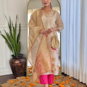 Elegant Simmer Kurta Set with Dupatta | Ethnic Indian Dress for Women | Wedding & Festive Wear Suit Set | Pakistani Suit.