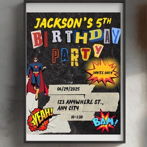 Editable Superhero Birthday Invite