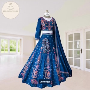 Blue Lehenga Choli Set Indian Bridal Outfit Wedding Wear | Party Wear Lehenga | Ethnic Ghaghra Choli Navratri Dress Desi Outfit for Women
