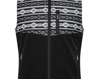 Men Soft Shell Vest Southwestern Print Western Zip Sleeveless Jacket