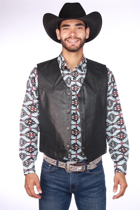 western dress vest Men's Genuine Leather Cowboy Vest, Black Ranch Rodeo Waistcoat Wool vest Color:Lavender Fog 11/23/25 Retrofete silver White Midi tapered hem