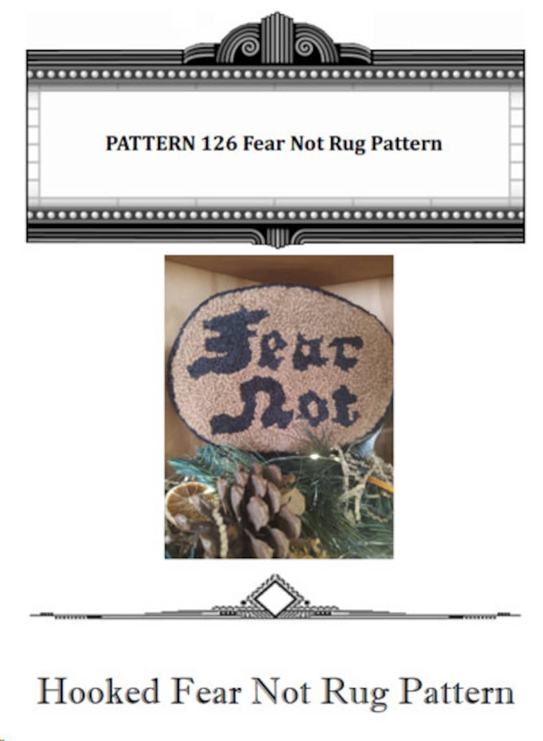 Hooked Rug Fear Not PDF Pattern Rue23paris Fear Not Hooked Rug Etsy