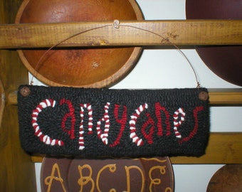 Hooked Rug Candy Cane Sign Hooked Rug SALE Rue23paris Hooked Rug