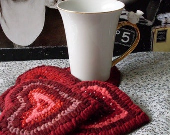 Hooked Heart 1 Mug Rug Rue23paris Hooked Rug Heart