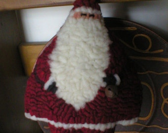 Hooked Rug Rolly Poly Santa Ornament Hooked Rue23paris Santa Hooked Rug Ornament