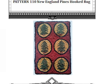 Hooked Rug Pine Trees PDF Pattern Only Rue23paris Hooked Pine Trees PDF Pattern