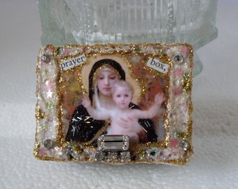 Religious Prayer Box Madonna and Child l  Rosary Bead Box Rue23paris Rosary Bead Box