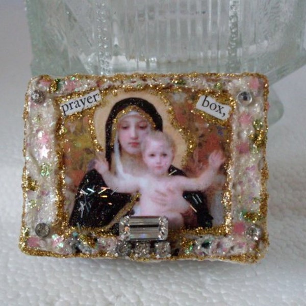 Religious Prayer Box Madonna and Child l  Rosary Bead Box Rue23paris Rosary Bead Box