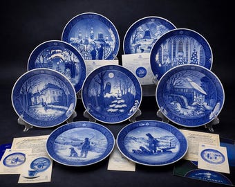 Royal Copenhagen Christmas Plate 18cm. Hand-Painted Blue Porcelain. With Original Receipt/Docs. Rare Limited Edition. Made in Denmark