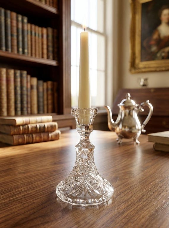 Vintage Lead Crystal Candlestick Holder Elegant Cut Crystal Candle Holder Wedding Table Decor 4.7" Tall