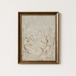 Vintage Chiseled Stone Painting | Antique Mythological Wall Decor | Renaissance Figurative Artwork | Mailed Print
