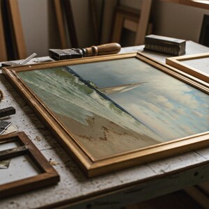 Vintage Coastal Sailboat Painting | Seascape Ocean Artwork | Rustic Nautical Beach Decor | Mailed Print image 7