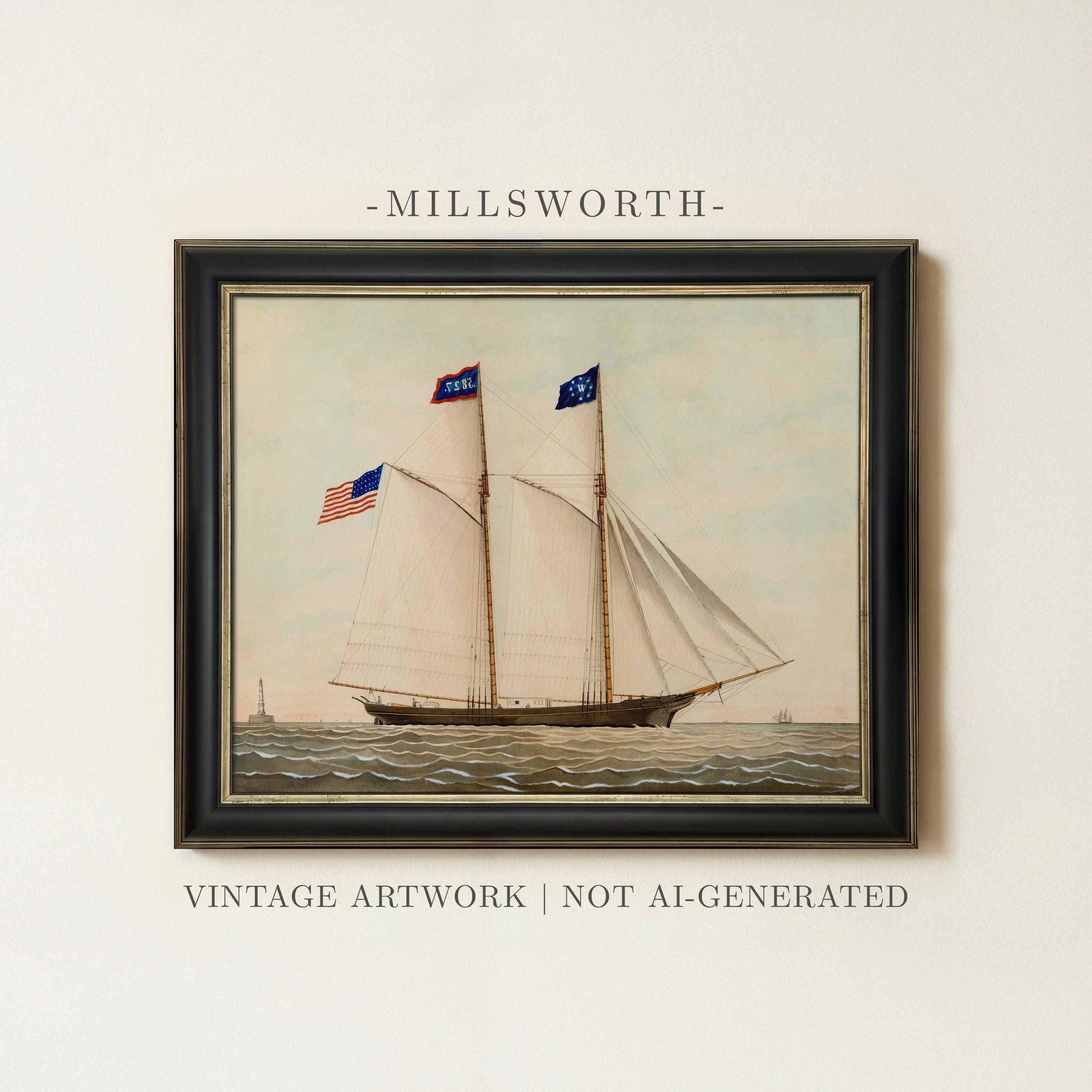 Vintage Schooner Painting - Etsy