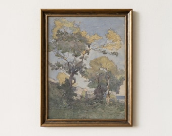 Vintage Forest Watercolor Painting | Nature Landscape Tree Art | European Countryside Wall Decor | Mailed Print