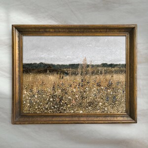 Vintage Wildflowers Painting | Meadow Landscape Wall Art | Antique Countryside Home Decor | Mailed Print
