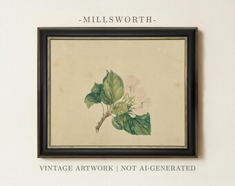 Vintage White Flower Painting | Antique Floral Still Life Artwork | Neutral Botanical Wall Decor | Framed Art