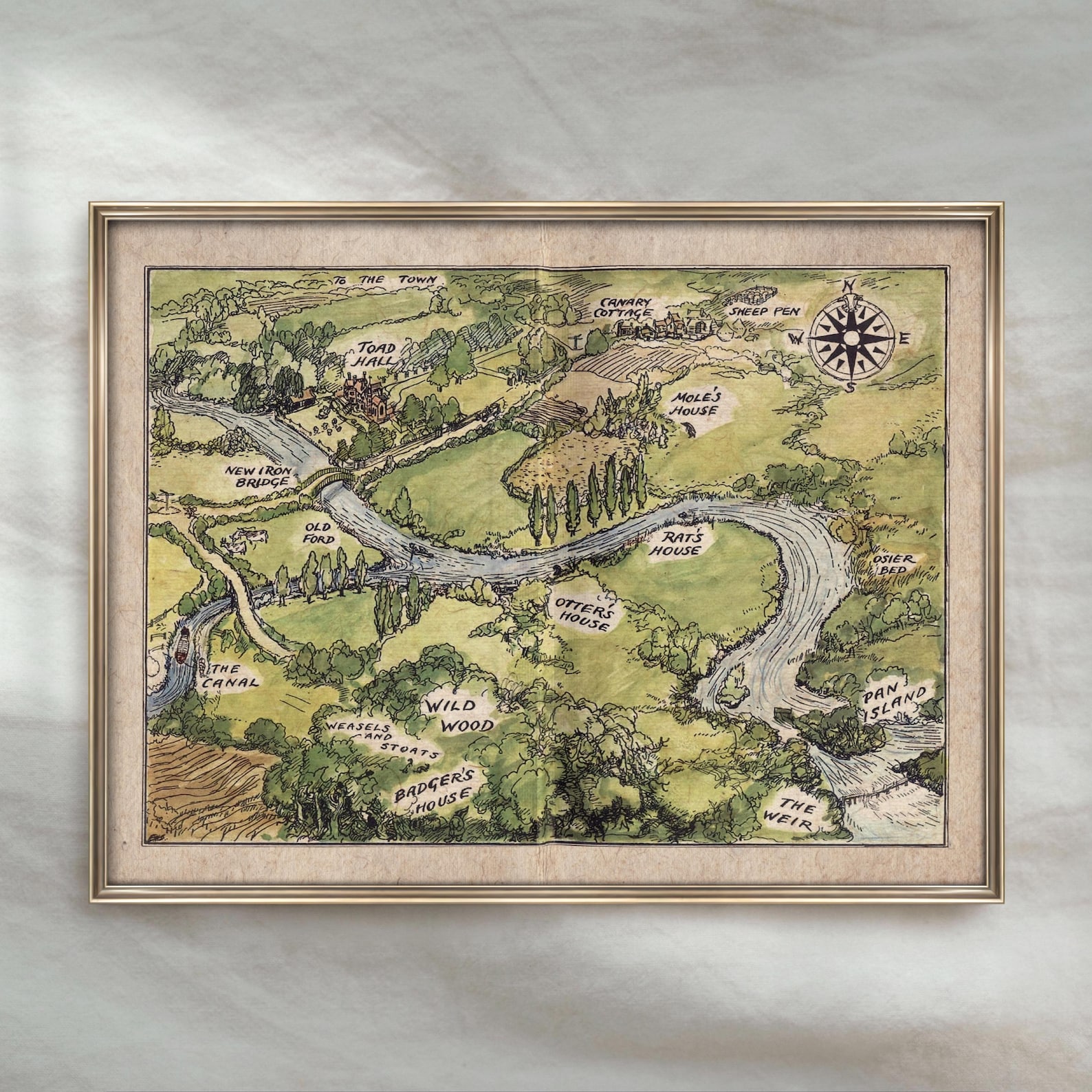 Wind in the Willows River Map | Vintage Children's Room Art | Antique ...