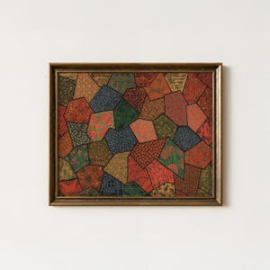 Vintage Abstract Red Painting | Antique Modernist Artwork | Rustic Eclectic Wall Decor | Mailed Print