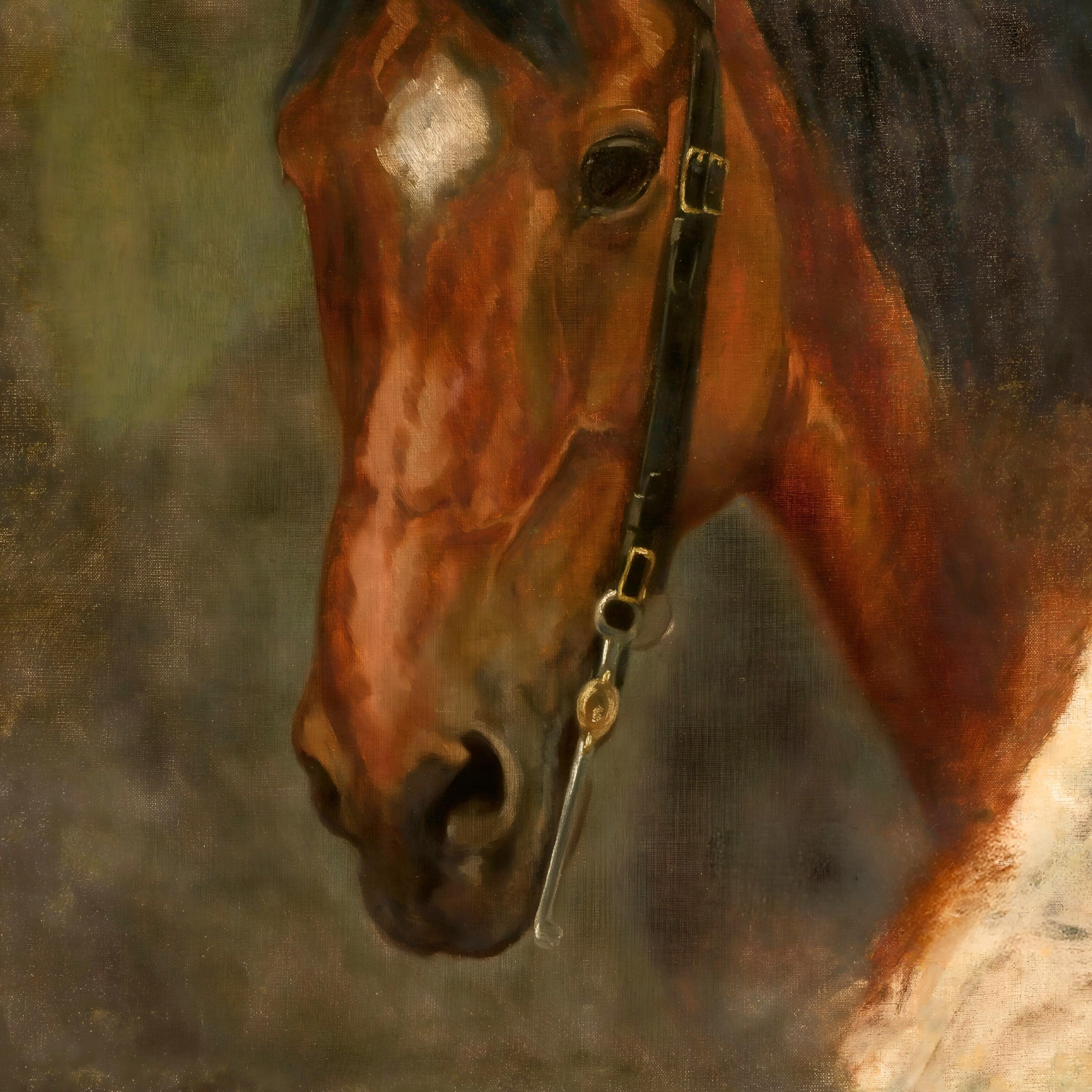 Vintage Horse Painting | Antique Equestrian Portrait Artwork | Rustic ...