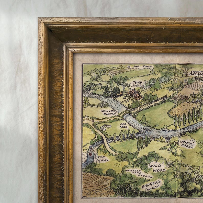Wind in the Willows River Map | Vintage Children's Room Art | Antique ...