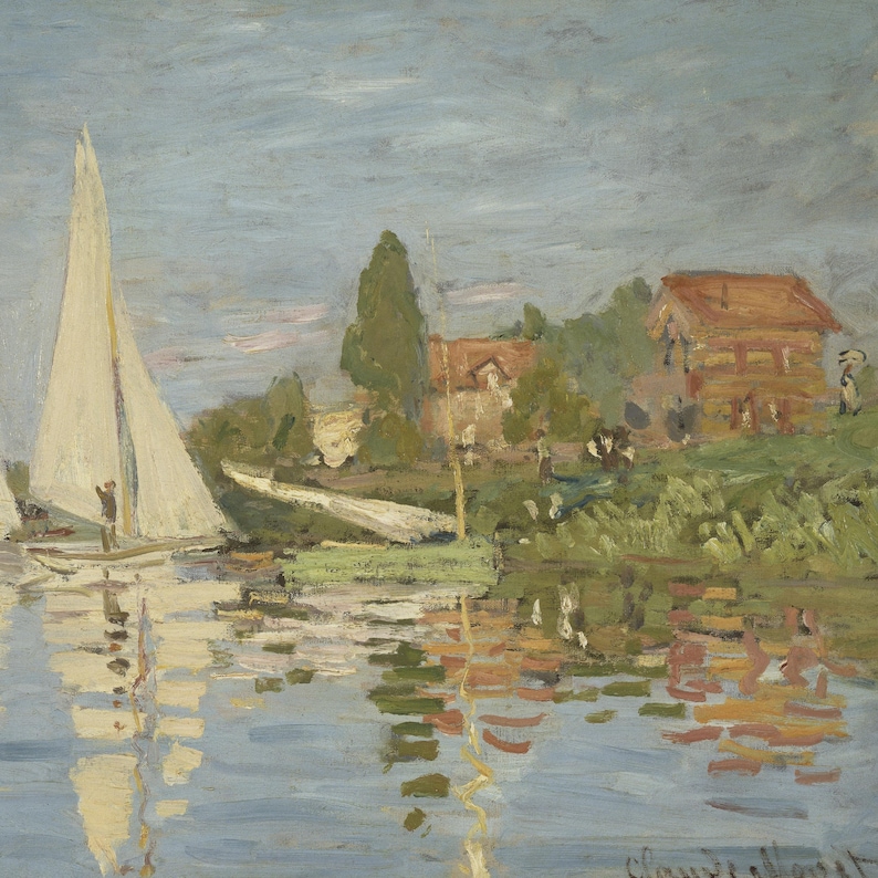 Claude Monet Sailboat Painting | Vintage Nautical Seascape Decor | Pastel Coastal Artwork | Mailed Print bild 6