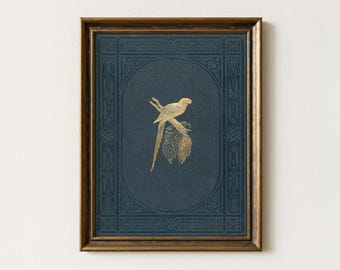Vintage Bird Tapestry Painting | Antique Neutral Wall Artwork | Rustic Farmhouse Home Decor | Mailed Print