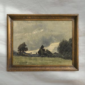 Vintage Watercolor Landscape Painting | French Countryside Summer Decor | Rustic Meadow Field Artwork | Mailed Print