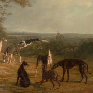 Vintage Greyhound Dog Painting | Antique Animal Artwork | Rustic Farmhouse Wall Decor | Framed Art image 16